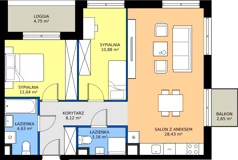 3 pokoje, apartament 66,26 m², piętro 2, oferta nr A2/37, ESSA Kliny, Kraków, Swoszowice, Kliny, ul. Anny Szwed-Śniadowskiej