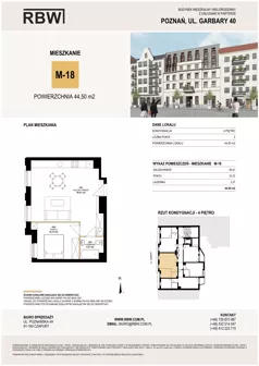 2 pokoje, mieszkanie 43,74 m², piętro 4, oferta nr M18, Garbary 40, Poznań, Stare Miasto, Stare Miasto, ul. Garbary 40