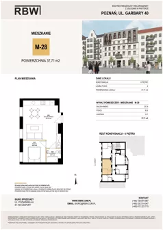 2 pokoje, mieszkanie 37,26 m², piętro 6, oferta nr M28, Garbary 40, Poznań, Stare Miasto, Stare Miasto, ul. Garbary 40