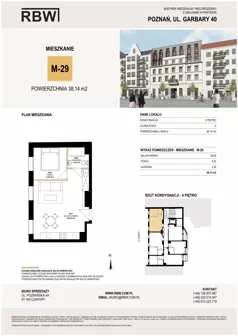 2 pokoje, mieszkanie 37,85 m², piętro 6, oferta nr M29, Garbary 40, Poznań, Stare Miasto, Stare Miasto, ul. Garbary 40