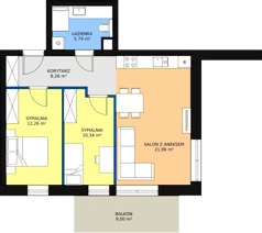 3 pokoje, mieszkanie 58,56 m², piętro 1, oferta nr 18, Biały Port, Toruń, Rybaki, ul. Popiełuszki 4