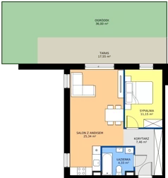 2 pokoje, mieszkanie 48,28 m², parter, oferta nr A2, Zielone Horyzonty II, Toruń, Podgórz, ul. Kręta 91-105