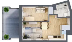 2 pokoje, mieszkanie 38,25 m², piętro 1, oferta nr M2/KL1, Luxury Point, Kielce, Centrum, al. Solidarności