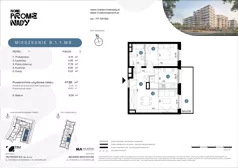 2 pokoje, mieszkanie 47,85 m², piętro 1, oferta nr B.1.1.M9, Nowe Promenady 2, Wrocław, Kleczków, Psie Pole, ul. Czesława Miłosza/Jana Czochralskiego
