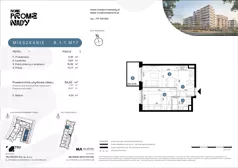 2 pokoje, mieszkanie 34,20 m², piętro 1, oferta nr B.1.1.M17, Nowe Promenady 2, Wrocław, Kleczków, Psie Pole, ul. Czesława Miłosza/Jana Czochralskiego