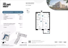 2 pokoje, mieszkanie 40,30 m², piętro 1, oferta nr C.3.1.M8, Nowe Promenady 2, Wrocław, Kleczków, Psie Pole, ul. Czesława Miłosza/Jana Czochralskiego