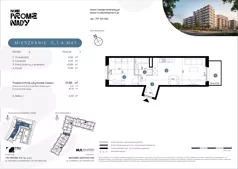 2 pokoje, mieszkanie 41,85 m², piętro 4, oferta nr C.1.4.M41, Nowe Promenady 2, Wrocław, Kleczków, Psie Pole, ul. Czesława Miłosza/Jana Czochralskiego