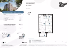 2 pokoje, apartament 42,57 m², piętro 5, oferta nr A1.1.5.M21, Nowe Promenady, Wrocław, Kleczków, Psie Pole, ul. Czesława Miłosza