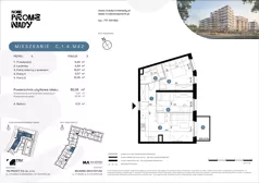 3 pokoje, mieszkanie 52,06 m², piętro 4, oferta nr C.1.4.M42, Nowe Promenady 2, Wrocław, Kleczków, Psie Pole, ul. Czesława Miłosza/Jana Czochralskiego