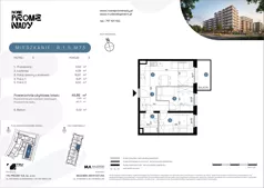 3 pokoje, mieszkanie 45,89 m², piętro 5, oferta nr B.1.5.M73, Nowe Promenady 2, Wrocław, Kleczków, Psie Pole, ul. Czesława Miłosza/Jana Czochralskiego