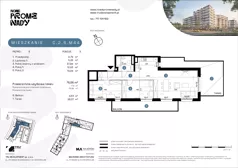 3 pokoje, mieszkanie 75,56 m², piętro 6, oferta nr C.2.6.M44, Nowe Promenady 2, Wrocław, Kleczków, Psie Pole, ul. Czesława Miłosza/Jana Czochralskiego