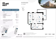 4 pokoje, mieszkanie 57,94 m², piętro 1, oferta nr B.1.1.M19, Nowe Promenady 2, Wrocław, Kleczków, Psie Pole, ul. Czesława Miłosza/Jana Czochralskiego