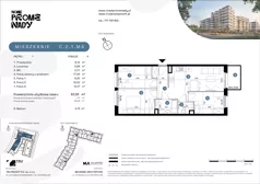 4 pokoje, mieszkanie 62,55 m², piętro 1, oferta nr C.2.1.M4, Nowe Promenady 2, Wrocław, Kleczków, Psie Pole, ul. Czesława Miłosza/Jana Czochralskiego