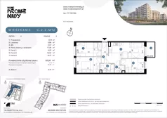 4 pokoje, mieszkanie 62,55 m², piętro 2, oferta nr C.2.2.M12, Nowe Promenady 2, Wrocław, Kleczków, Psie Pole, ul. Czesława Miłosza/Jana Czochralskiego