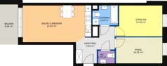3 pokoje, mieszkanie 58,08 m², piętro 1, oferta nr B1_4, Duo Residence, Radom, Śródmieście, ul. Waryńskiego