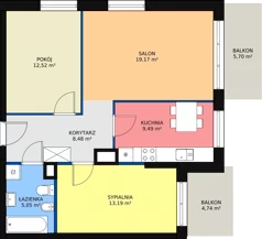 3 pokoje, mieszkanie 67,40 m², parter, oferta nr B2_1, Duo Residence, Radom, Śródmieście, ul. Waryńskiego