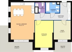 3 pokoje, mieszkanie 77,38 m², parter, oferta nr B2_2, Duo Residence, Radom, Śródmieście, ul. Waryńskiego