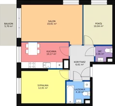 3 pokoje, mieszkanie 65,86 m², piętro 1, oferta nr B2_38, Duo Residence, Radom, Śródmieście, ul. Waryńskiego