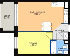 2 pokoje, mieszkanie 40,54 m², piętro 3, oferta nr B2_47, Duo Residence, Radom, Śródmieście, ul. Waryńskiego