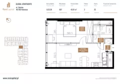 2 pokoje, apartament 44,09 m², piętro 24, oferta nr B.25.28, Global Apartments, Katowice, Śródmieście, ul. Zabrska 15