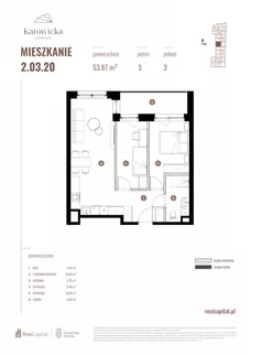 3 pokoje, apartament 53,87 m², piętro 3, oferta nr 2.03.20., Katowicka Residence, Katowice, Bogucice, ul. Katowicka