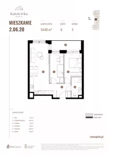 3 pokoje, apartament 54,06 m², piętro 6, oferta nr 2.06.20., Katowicka Residence, Katowice, Bogucice, ul. Katowicka