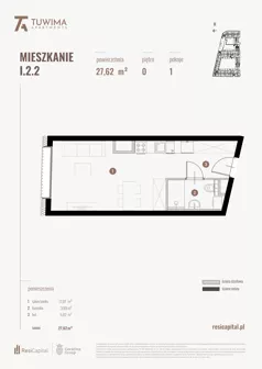 1 pokój, mieszkanie 27,62 m², parter, oferta nr I.2.2, Apartamenty Tuwima, Łódź, Śródmieście, ul. Juliana Tuwima