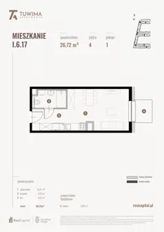 1 pokój, mieszkanie 26,72 m², piętro 4, oferta nr I.6.17, Apartamenty Tuwima, Łódź, Śródmieście, ul. Juliana Tuwima