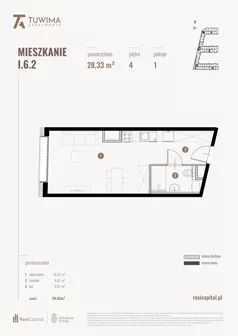 1 pokój, mieszkanie 28,33 m², piętro 4, oferta nr I.6.2, Apartamenty Tuwima, Łódź, Śródmieście, ul. Juliana Tuwima