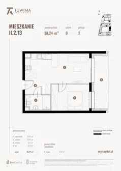 2 pokoje, mieszkanie 38,24 m², parter, oferta nr II.2.13, Apartamenty Tuwima, Łódź, Śródmieście, ul. Juliana Tuwima