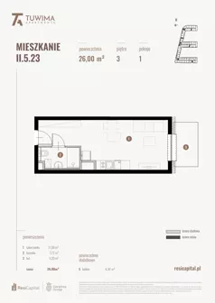 1 pokój, mieszkanie 26,00 m², piętro 3, oferta nr II.5.23, Apartamenty Tuwima, Łódź, Śródmieście, ul. Juliana Tuwima