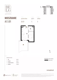 1 pokój, mieszkanie 30,90 m², piętro 1, oferta nr A3.1.09, Belg Apartamenty II, Katowice, Śródmieście, ul. Przemysłowa 3