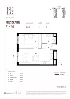 2 pokoje, mieszkanie 39,16 m², piętro 4, oferta nr A1.4.10, Belg Apartamenty II, Katowice, Śródmieście, ul. Przemysłowa 3