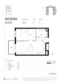 2 pokoje, mieszkanie 39,16 m², piętro 6, oferta nr A1.6.10, Belg Apartamenty II, Katowice, Śródmieście, ul. Przemysłowa 3