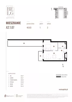 2 pokoje, mieszkanie 40,83 m², piętro 1, oferta nr A2.1.07, Belg Apartamenty II, Katowice, Śródmieście, ul. Przemysłowa 3