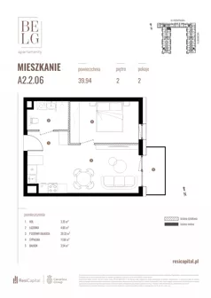 2 pokoje, mieszkanie 39,94 m², piętro 2, oferta nr A2.2.06, Belg Apartamenty II, Katowice, Śródmieście, ul. Przemysłowa 3