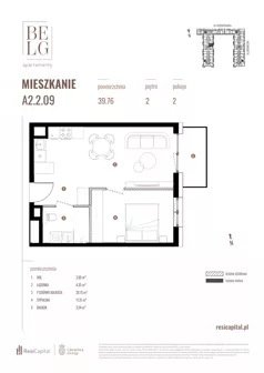 2 pokoje, mieszkanie 39,76 m², piętro 2, oferta nr A2.2.09, Belg Apartamenty II, Katowice, Śródmieście, ul. Przemysłowa 3