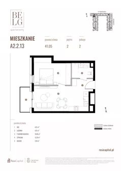 2 pokoje, mieszkanie 41,05 m², piętro 2, oferta nr A2.2.13, Belg Apartamenty II, Katowice, Śródmieście, ul. Przemysłowa 3
