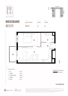 2 pokoje, mieszkanie 39,73 m², piętro 3, oferta nr A2.3.11, Belg Apartamenty II, Katowice, Śródmieście, ul. Przemysłowa 3