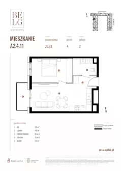 2 pokoje, mieszkanie 39,73 m², piętro 4, oferta nr A2.4.11, Belg Apartamenty II, Katowice, Śródmieście, ul. Przemysłowa 3