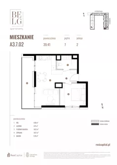 2 pokoje, mieszkanie 39,41 m², piętro 7, oferta nr A3.7.02, Belg Apartamenty II, Katowice, Śródmieście, ul. Przemysłowa 3