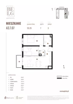 3 pokoje, mieszkanie 55,35 m², piętro 7, oferta nr A3.7.07, Belg Apartamenty II, Katowice, Śródmieście, ul. Przemysłowa 3