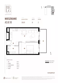 2 pokoje, mieszkanie 39,81 m², piętro 8, oferta nr A3.8.10, Belg Apartamenty II, Katowice, Śródmieście, ul. Przemysłowa 3