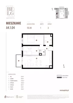 3 pokoje, mieszkanie 55,30 m², piętro 1, oferta nr A4.1.04, Belg Apartamenty II, Katowice, Śródmieście, ul. Przemysłowa 3