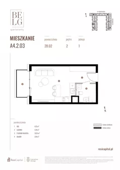 1 pokój, mieszkanie 28,02 m², piętro 2, oferta nr A4.2.03, Belg Apartamenty II, Katowice, Śródmieście, ul. Przemysłowa 3