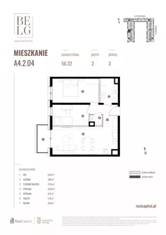 3 pokoje, mieszkanie 56,32 m², piętro 2, oferta nr A4.2.04, Belg Apartamenty II, Katowice, Śródmieście, ul. Przemysłowa 3