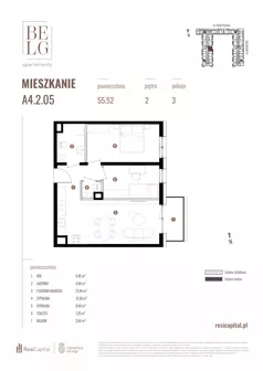 3 pokoje, mieszkanie 55,52 m², piętro 2, oferta nr A4.2.05, Belg Apartamenty II, Katowice, Śródmieście, ul. Przemysłowa 3