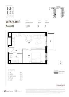 2 pokoje, mieszkanie 39,15 m², piętro 4, oferta nr A4.4.07, Belg Apartamenty II, Katowice, Śródmieście, ul. Przemysłowa 3