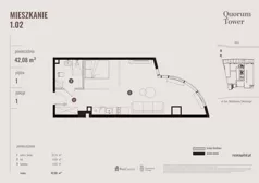 1 pokój, apartament 42,08 m², piętro 1, oferta nr 01.02., Quorum Tower, Wrocław, Szczepin, ul. gen. W. Sikorskiego 15