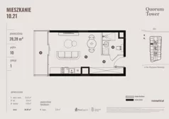1 pokój, apartament 28,28 m², piętro 10, oferta nr 10.21., Quorum Tower, Wrocław, Szczepin, ul. gen. W. Sikorskiego 15